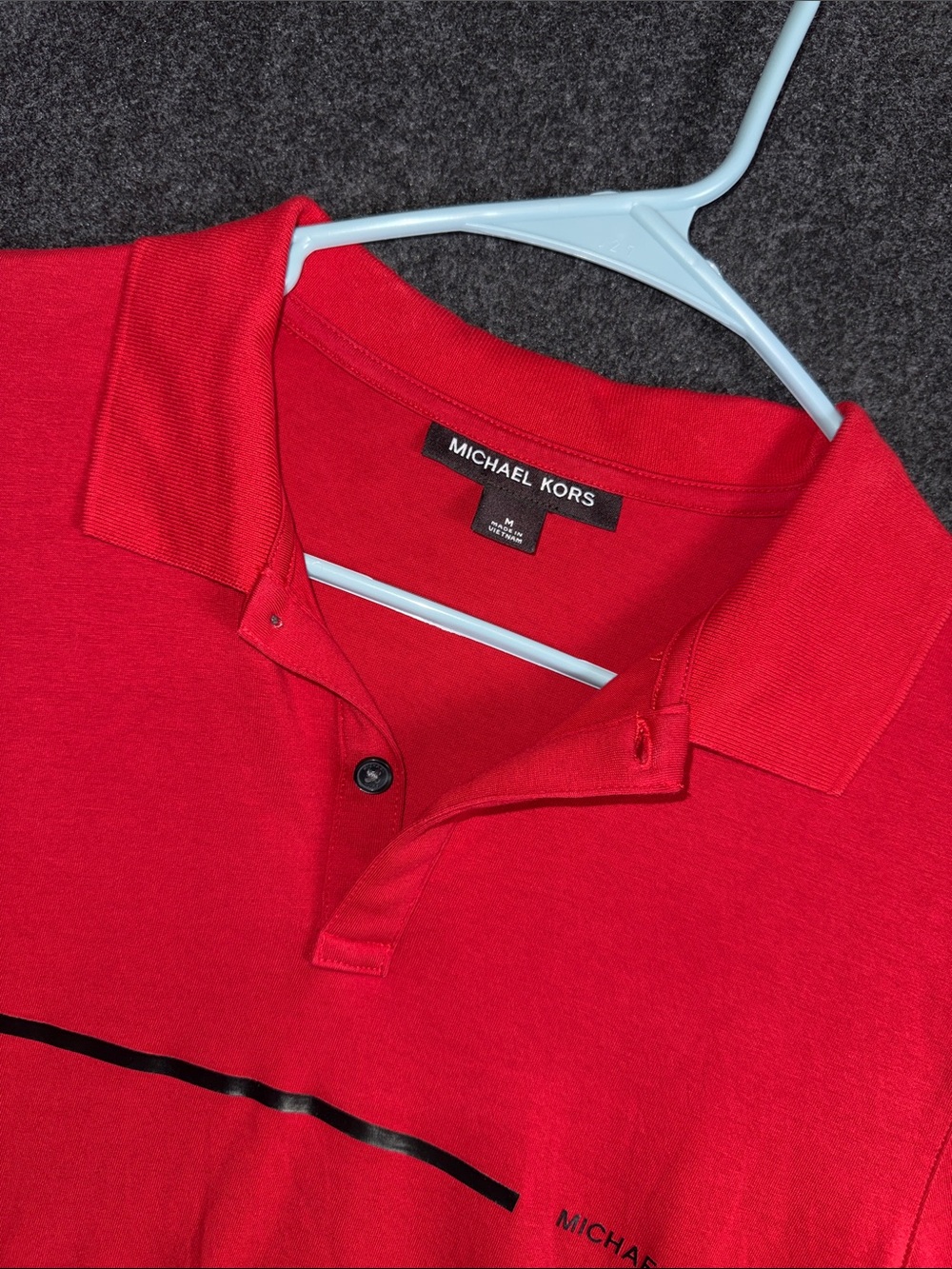 Michael Kors Red Short-Sleeve Polo with Subtle Stripe